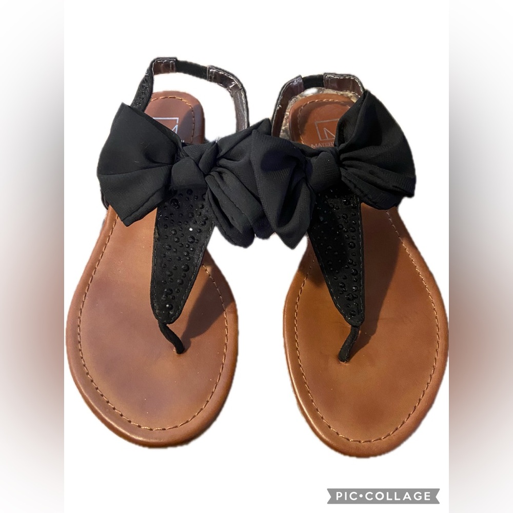 Material Girl Black Sandals with bow